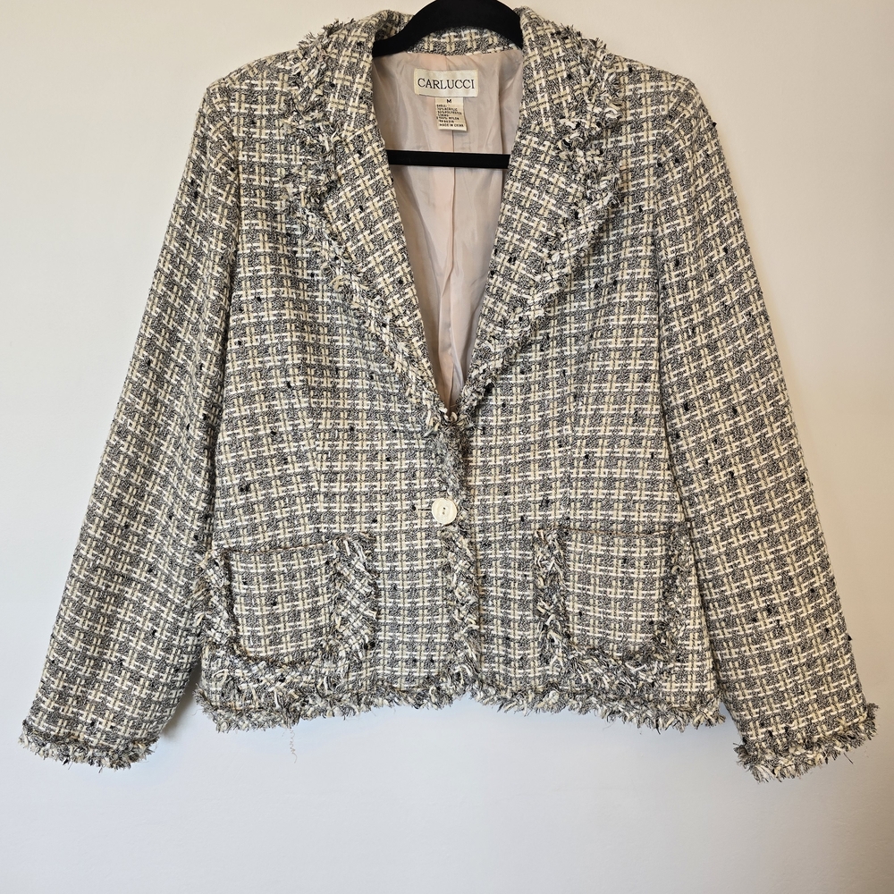Vintage Carlucci Tweed Fringe Jacket